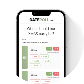 Screenshot showing DatePoll poll results screen